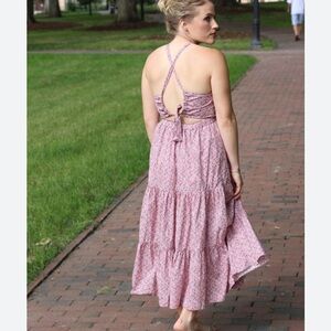 EUC La Vie Rebecca Taylor Meadow Floral Tie Back Tiered Sundress